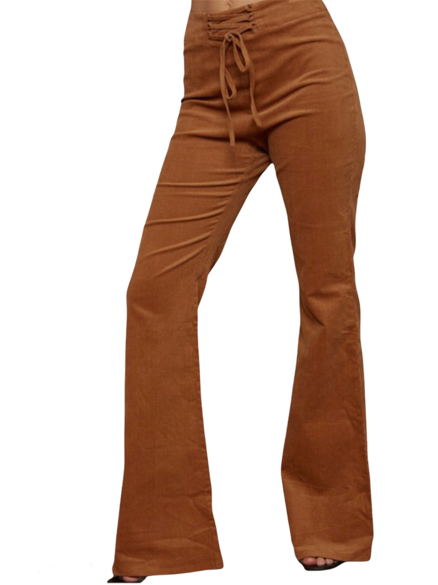 Camel Corduroy Flare Pants