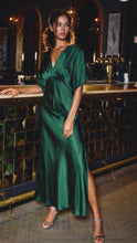 Load image into Gallery viewer, Classic Elegant Dark Emerald Satin Maxi Dress
