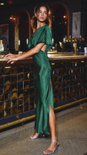 Load image into Gallery viewer, Classic Elegant Dark Emerald Satin Maxi Dress
