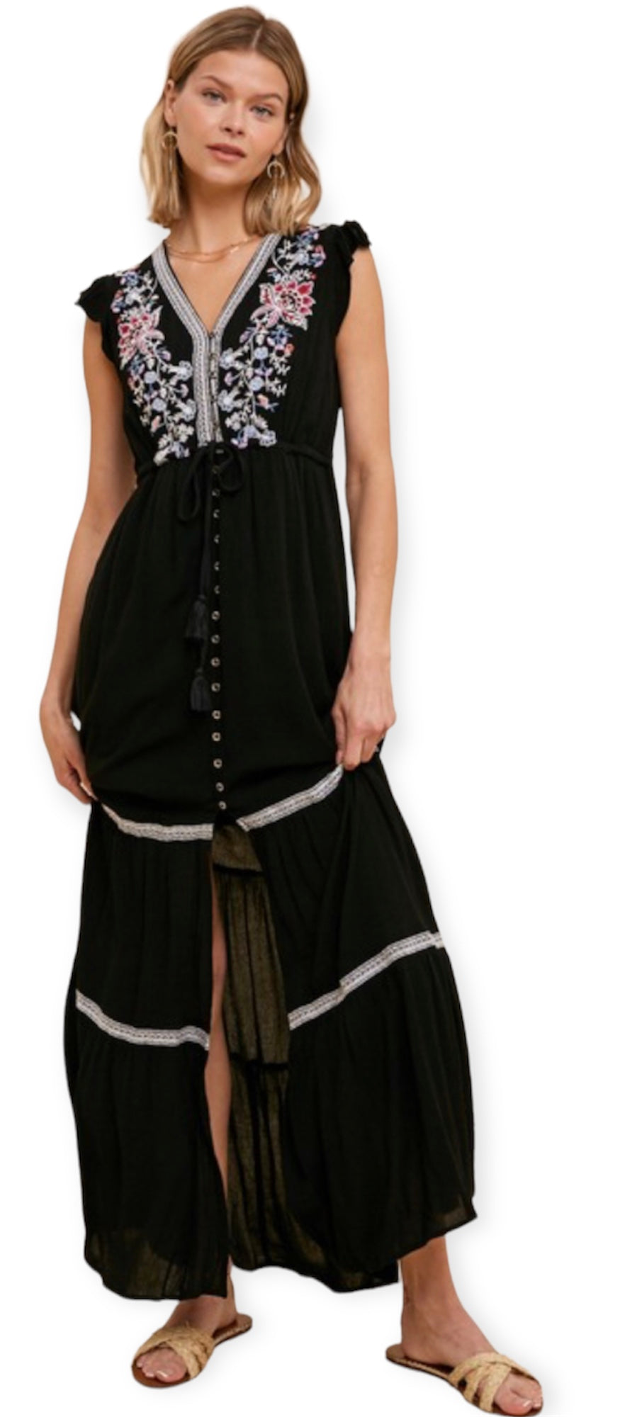 Boho embroidered maxi dress online