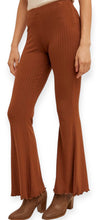 Load image into Gallery viewer, Camel Ribbed Knit Flare Pants.
