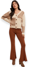 Load image into Gallery viewer, Camel Ribbed Knit Flare Pants.
