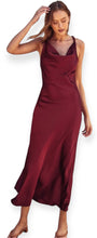 Load image into Gallery viewer, Constance Burgundy Satin Maxi Dress 
