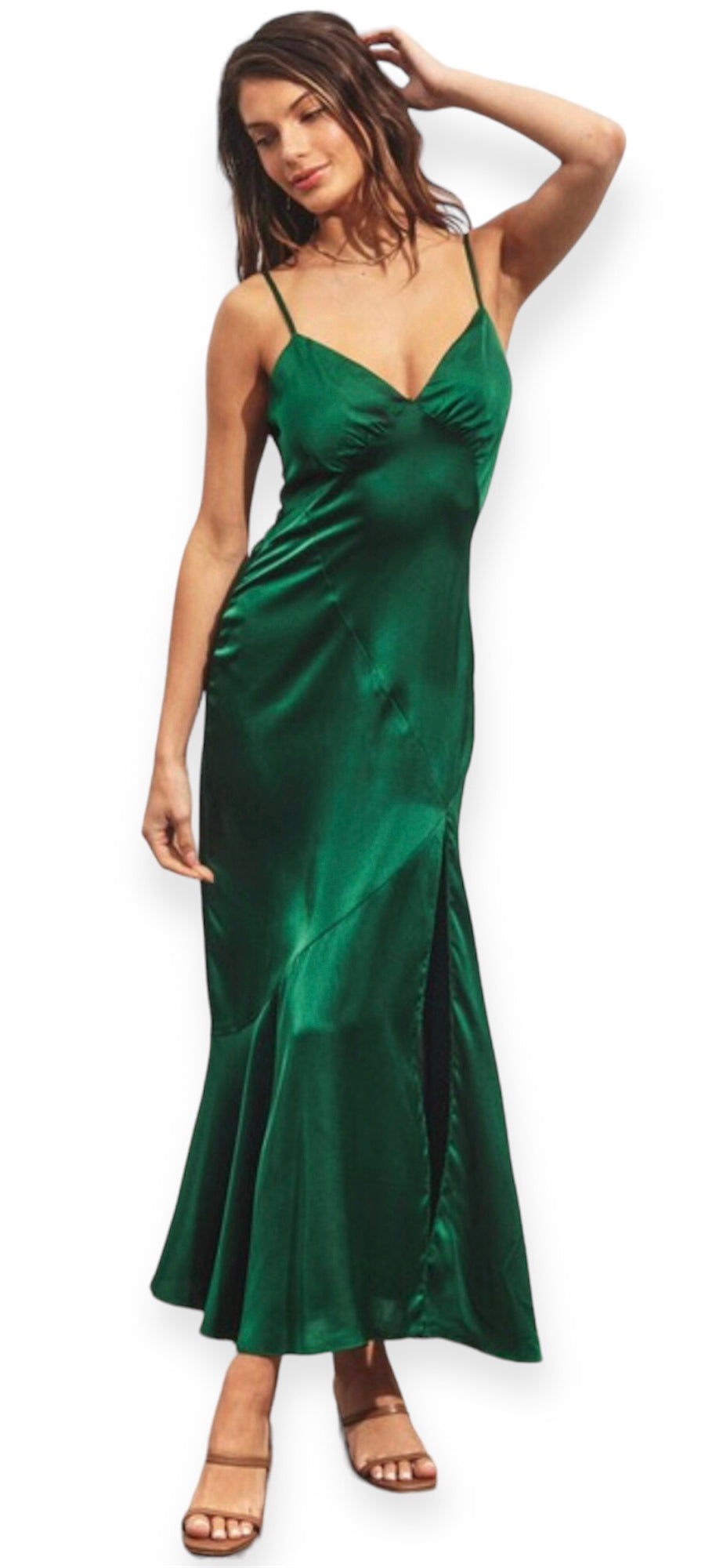 The Jade Satin Maxi Dress