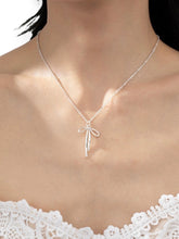 Load image into Gallery viewer, Cypress Brass Bow Pendant Necklace
