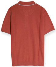 Load image into Gallery viewer, Dark Coral Ribbed Knit Polo Shirt
