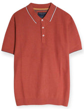 Load image into Gallery viewer, Dark Coral Ribbed Knit Polo Shirt
