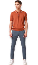 Load image into Gallery viewer, Dark Coral Ribbed Knit Polo Shirt
