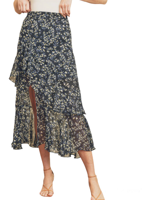 Love In A Mist Floral Print Midi Skirt 